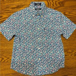 Izod Boys Short Sleeve Floral Shirt - Blue and Pink